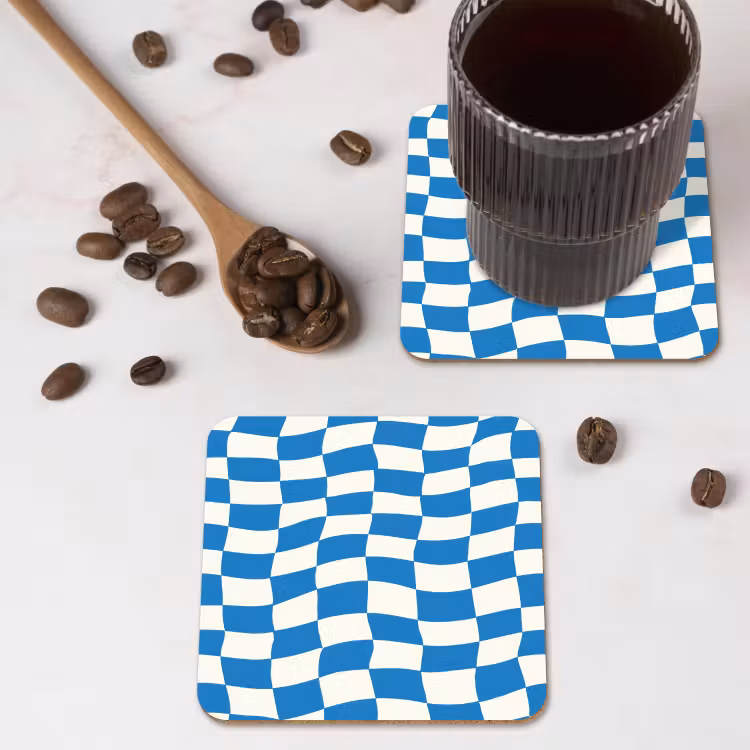 Onderzetter​ - Golvend - Patroon - Blauw — 4