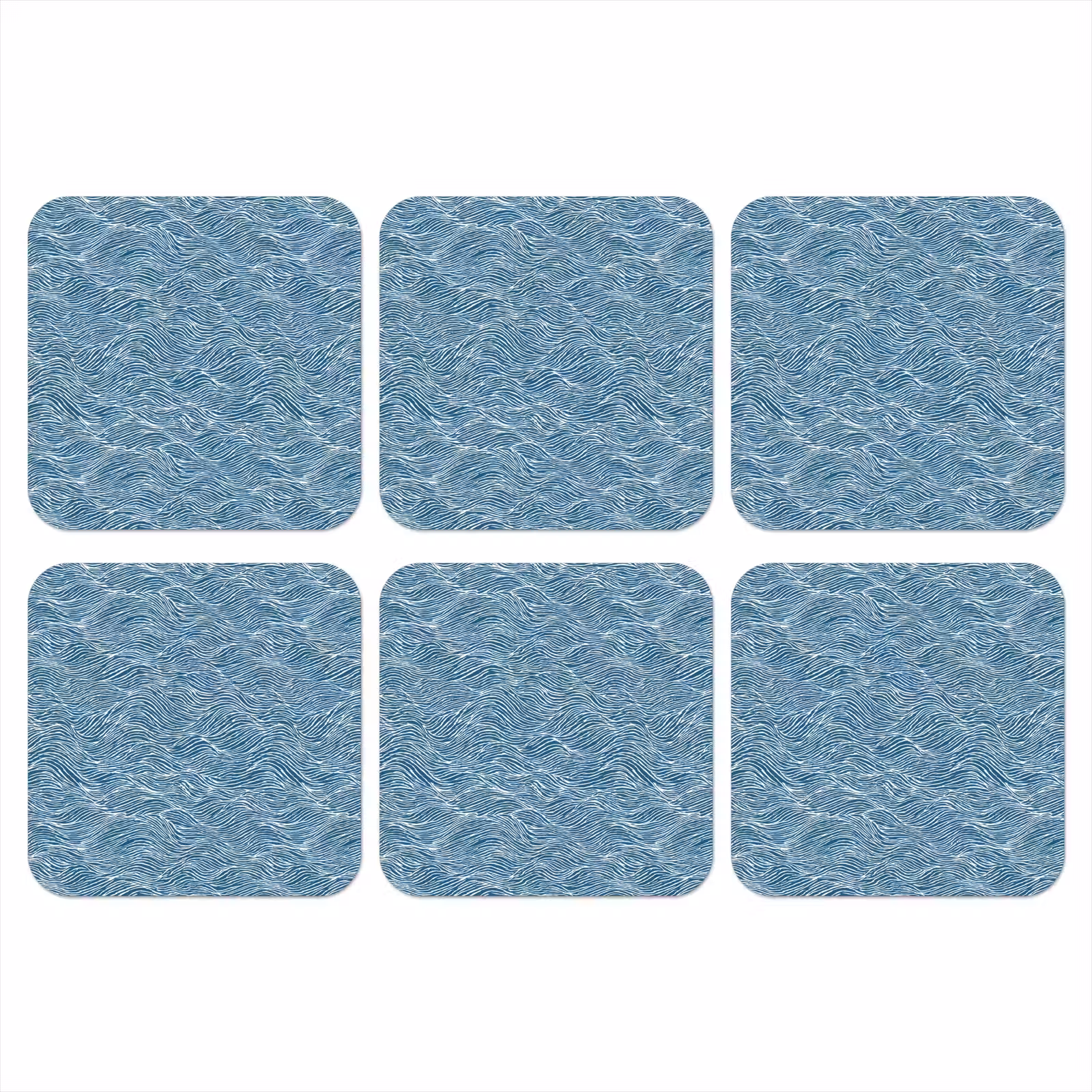 Onderzetter - Blauw - Wit - Golven - Getekend - Textuur — 1