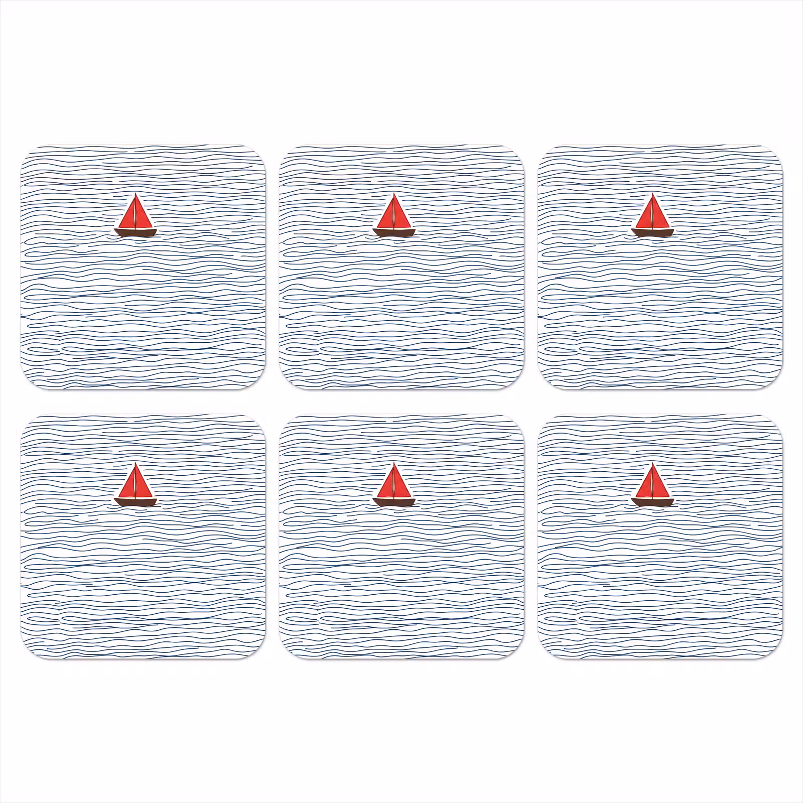 Onderzetter - Boot - Water - Rood - Illustratie - Minimalistisch — 1