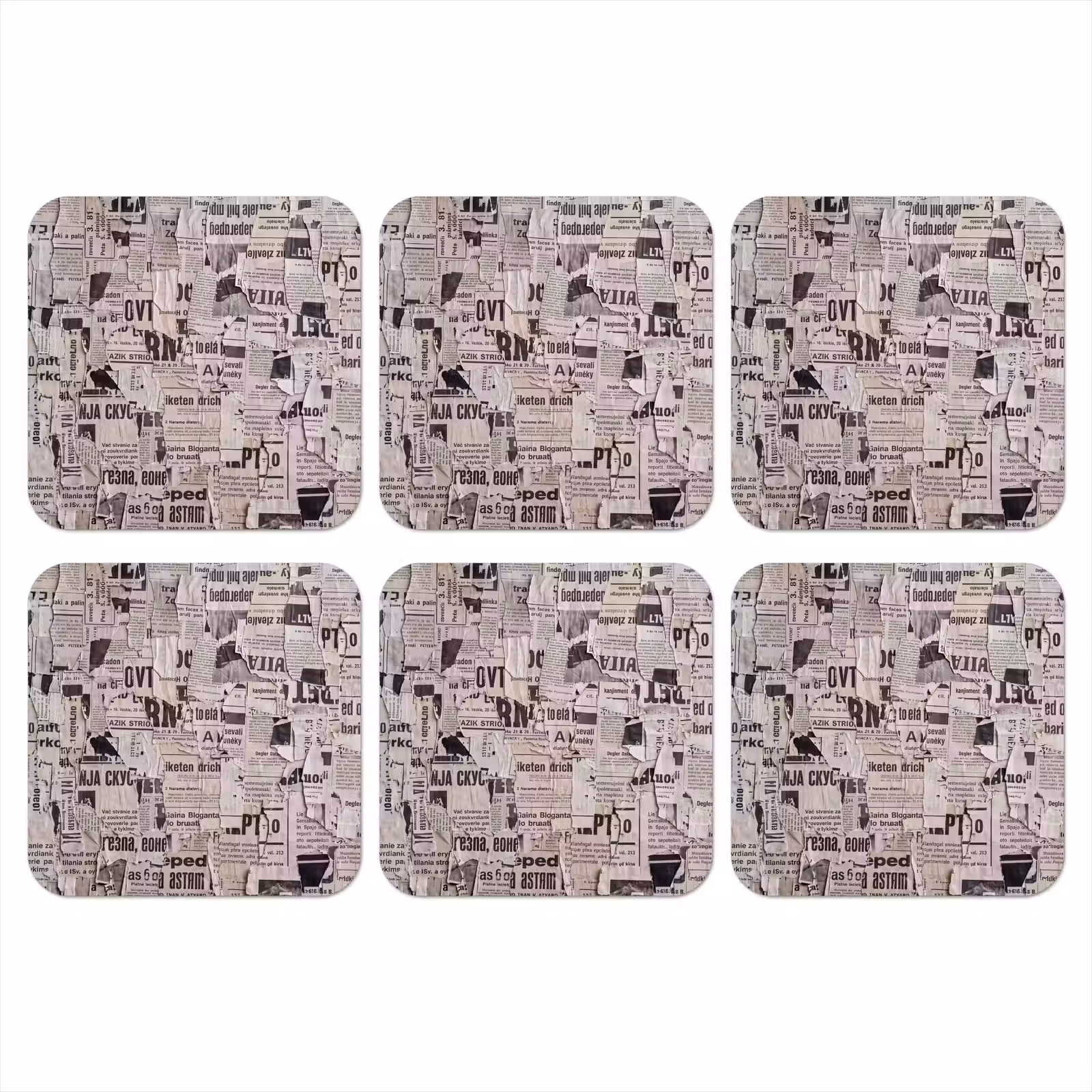 Onderzetter - Krant - Gescheurd - Textuur - Abstract - Zwart-wit — 1