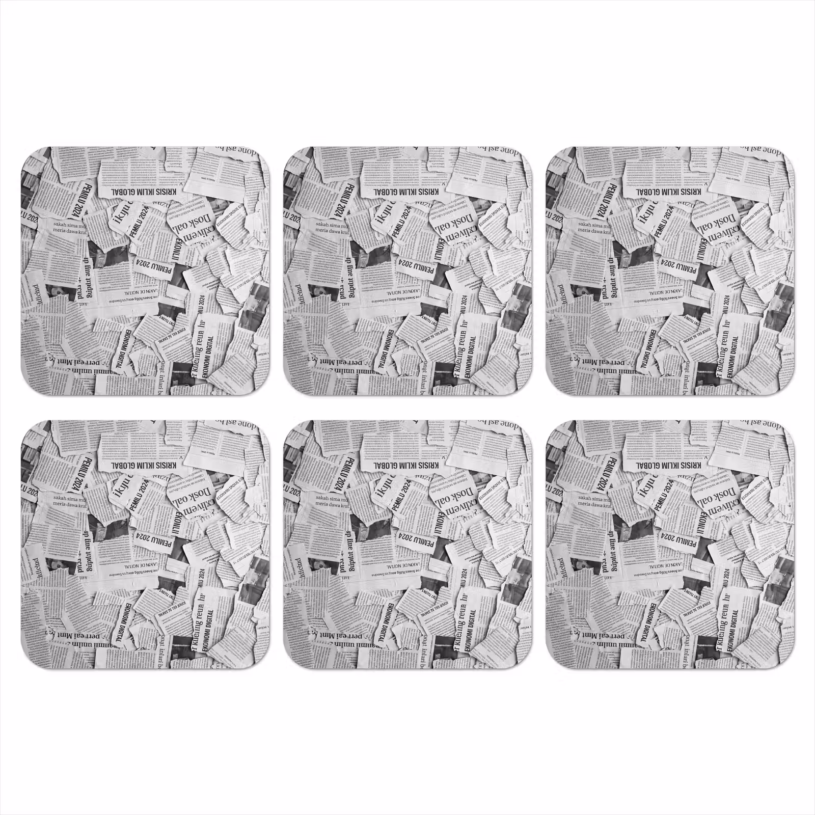 Onderzetter - Krant - Versnipperd - Textuur - Zwart-wit - Abstract — 1