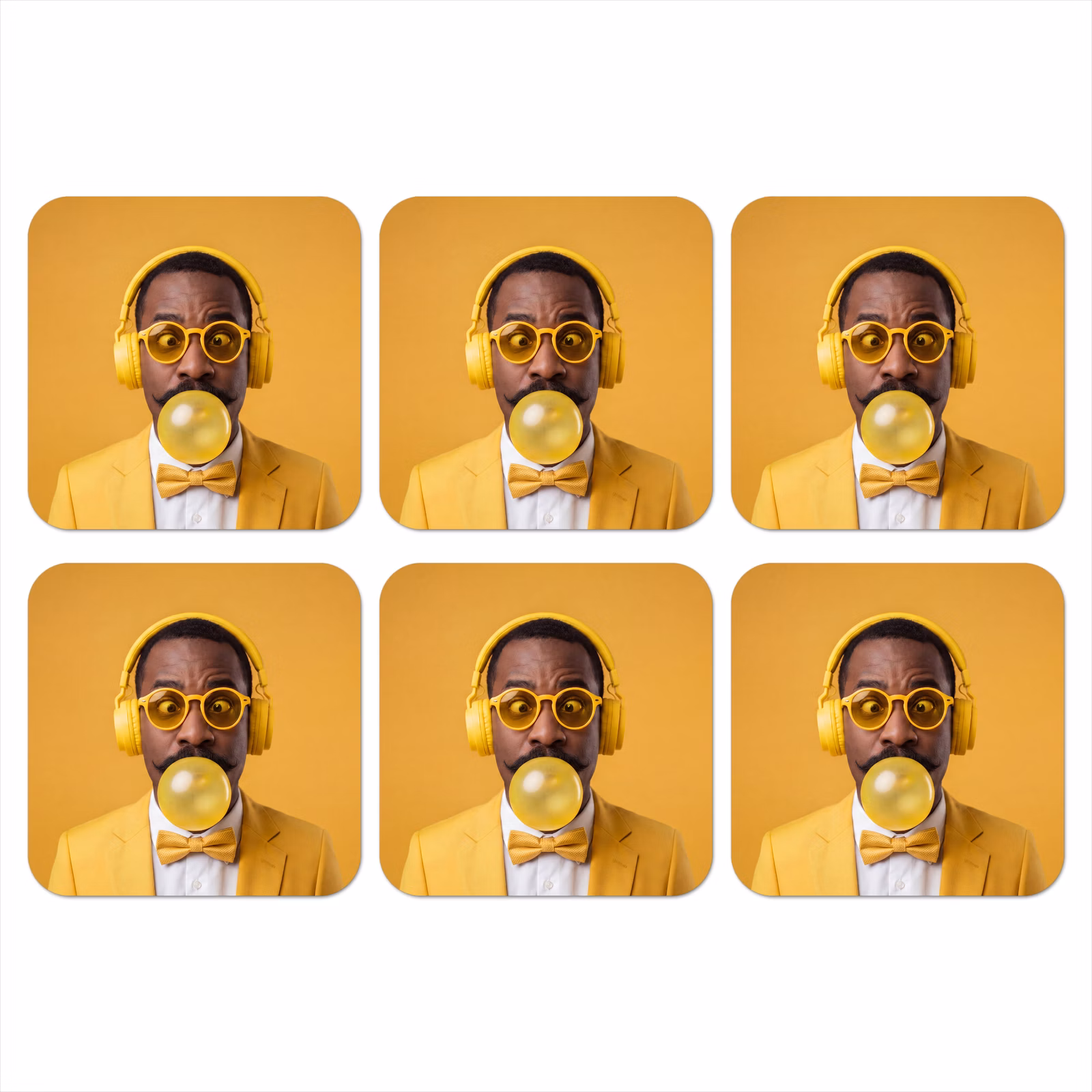 Onderzetter - Man - Bubblegum - Portret - Geel - Modern — 1
