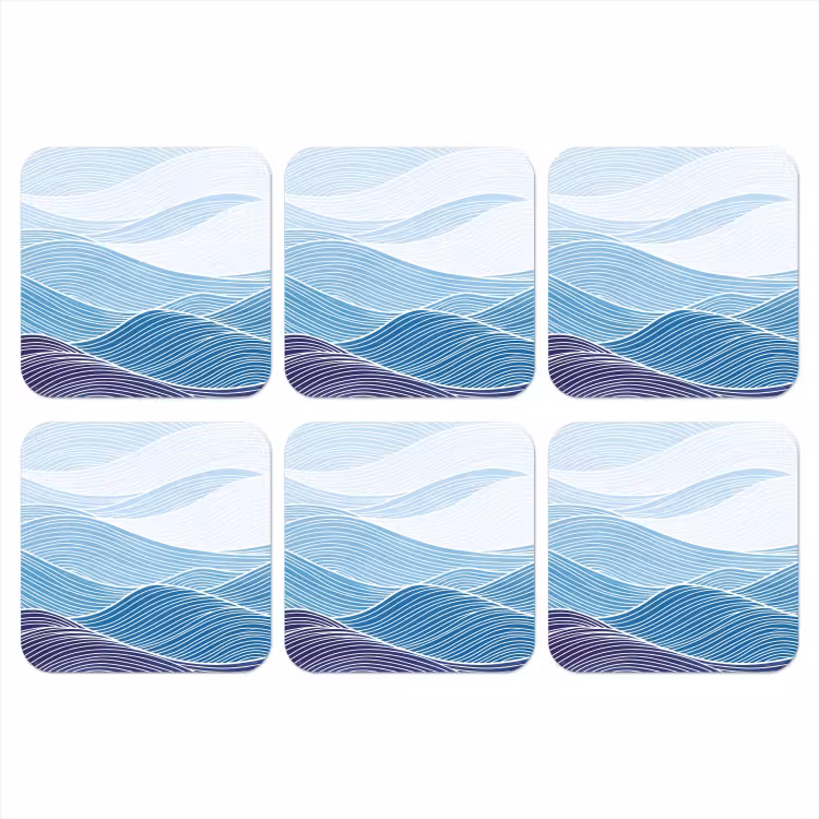 Onderzetter - Abstract - Golven - Patroon - Blauw - Modern — 1