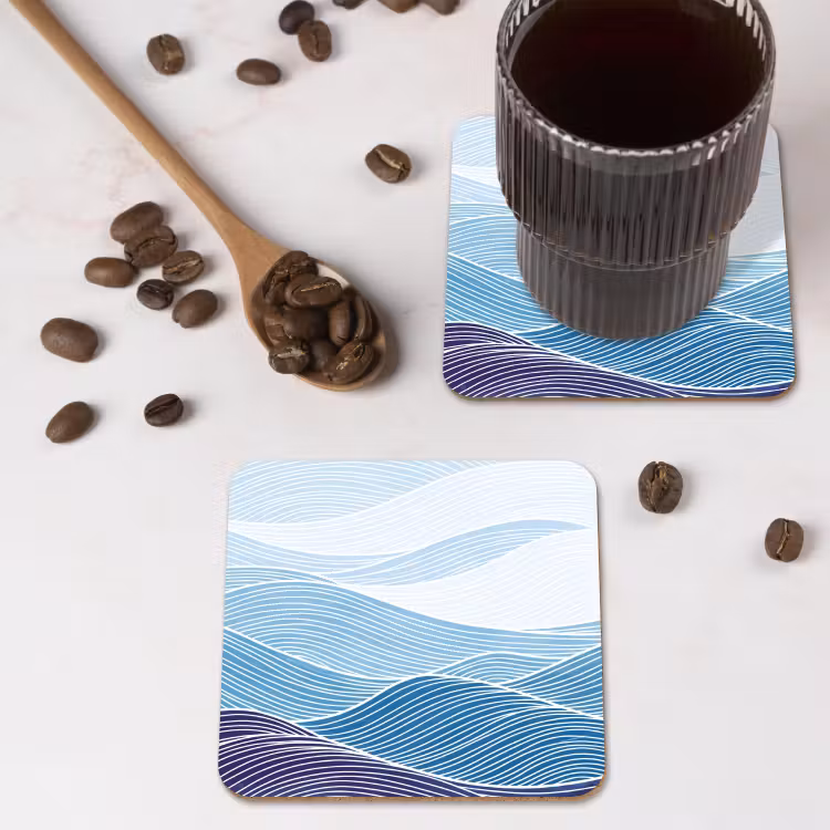 Onderzetter - Abstract - Golven - Patroon - Blauw - Modern — 4