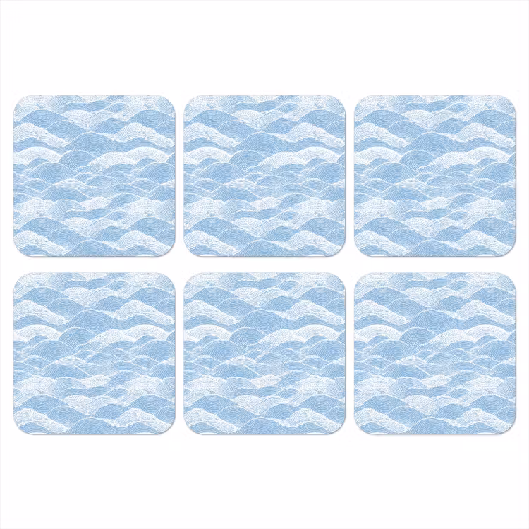 Onderzetter​ - Blauw - Wit - Golven - Getekend — 1