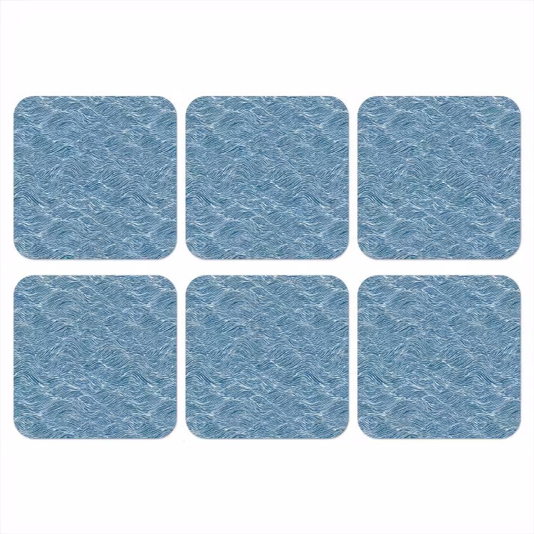 Onderzetter - Blauw - Wit - Golven - Getekend - Textuur — 1
