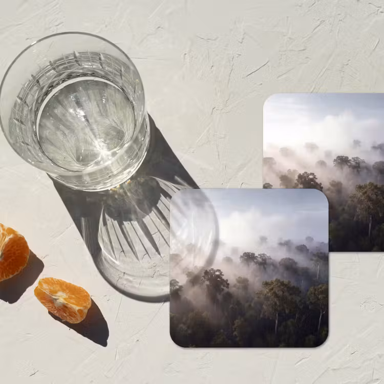 Onderzetter - Bos - Mist - Natuur - Groen — 3