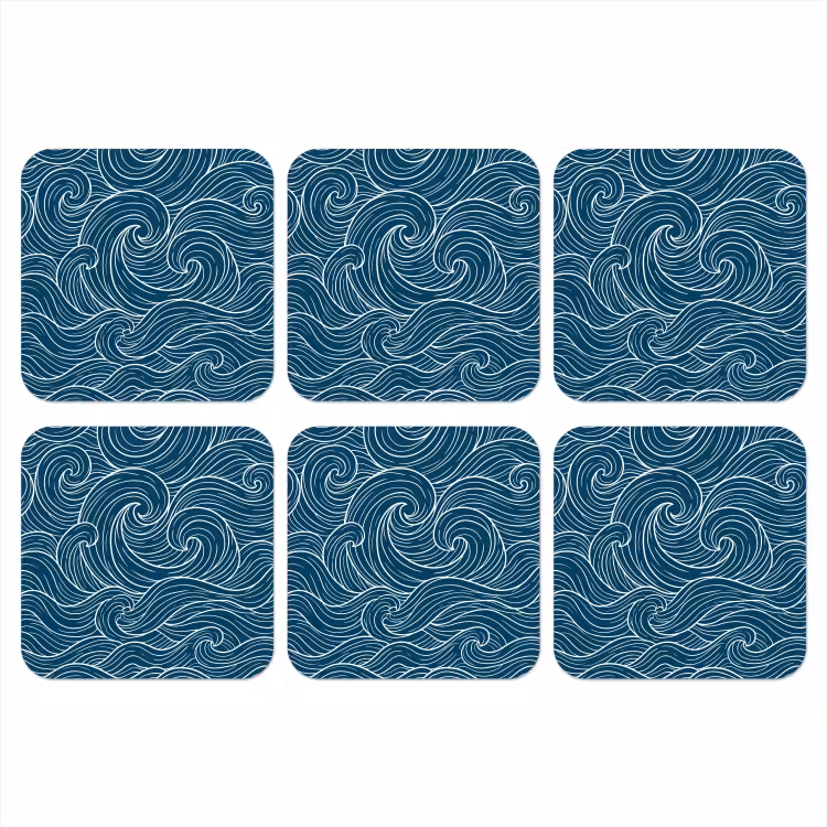 Onderzetter - Golven - Spiraal - Water - Abstract - Blauw — 1