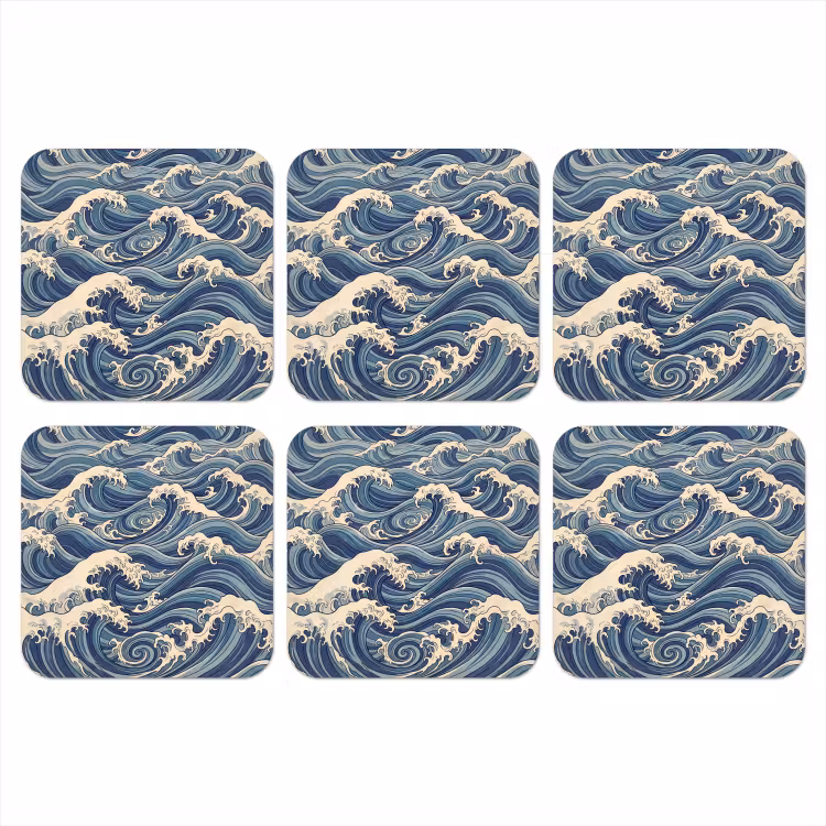 Onderzetter - Golven - Zee - Natuur - Abstract - Blauw — 1