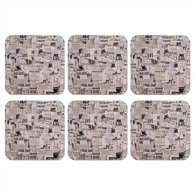 Onderzetter - Krant - Gescheurd - Textuur - Abstract - Zwart-wit — 1