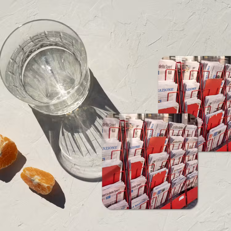 Onderzetter - Kranten - Rek - Stedelijk - Dagelijks leven - Rood — 3