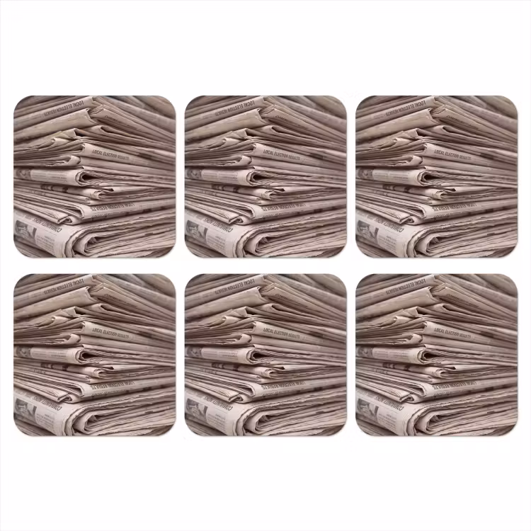 Onderzetter - Kranten - Stapel - Nieuws - Vintage - Beige — 1
