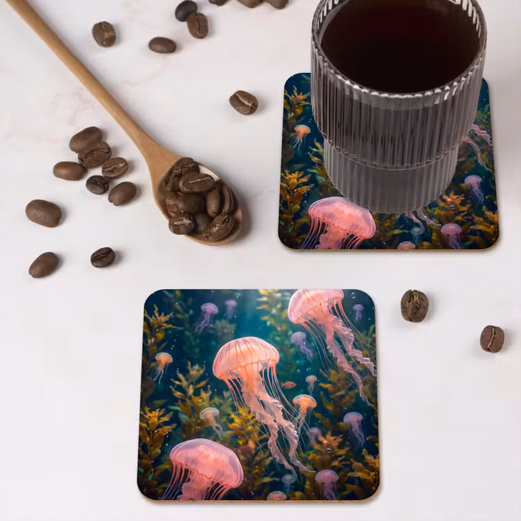 Onderzetter - Kwal - Roze - Onderwater - Zeeleven - Dieren — 4