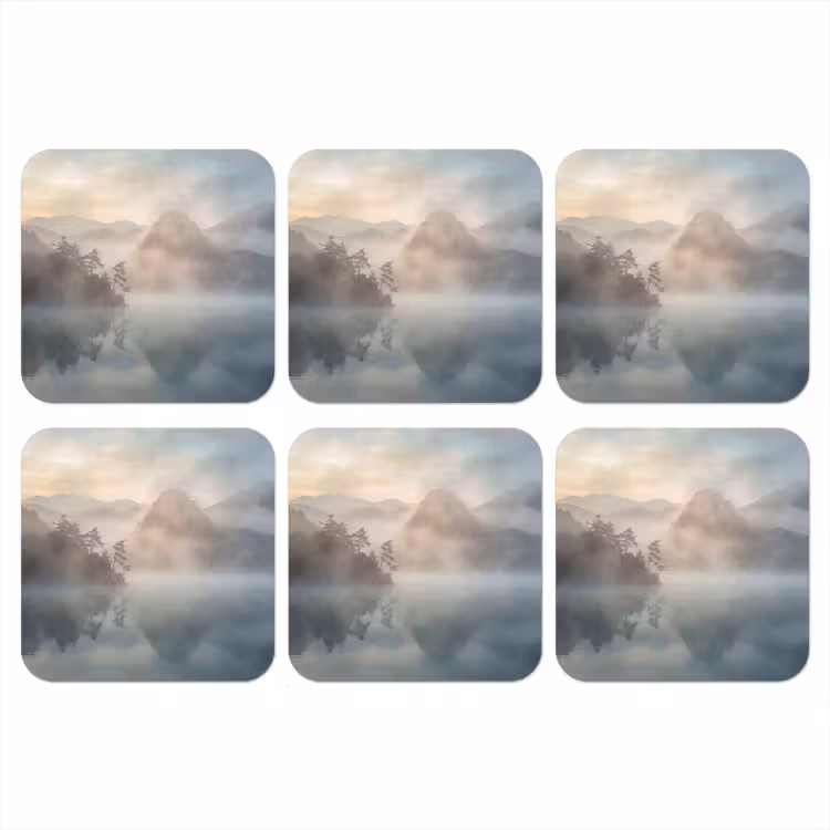 Onderzetter - Landschap - Bergen - Mist - Water - Natuur — 1