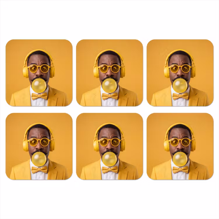 Onderzetter - Man - Bubblegum - Portret - Geel - Modern — 1