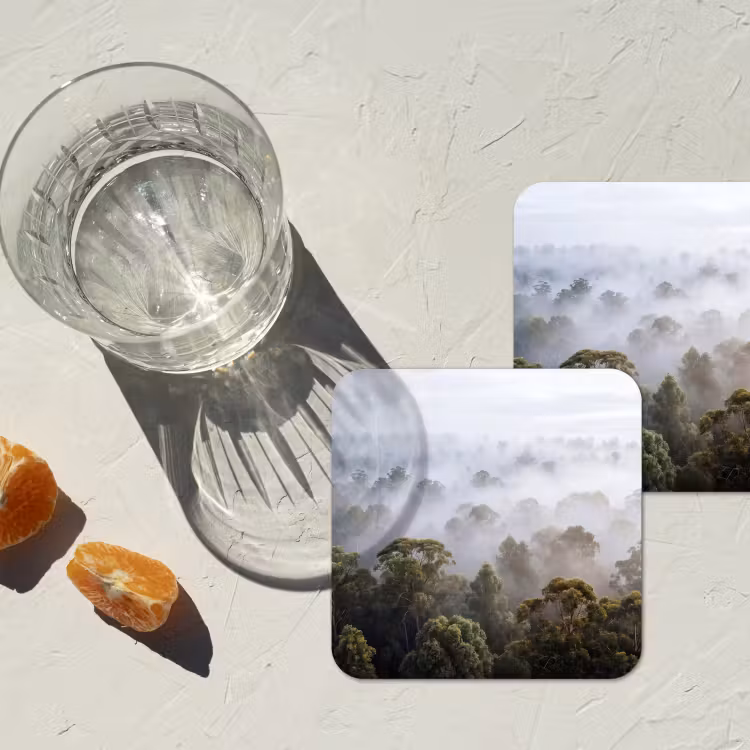 Onderzetter - Natuur - Mist - Bos - Ochtend - Goud — 3