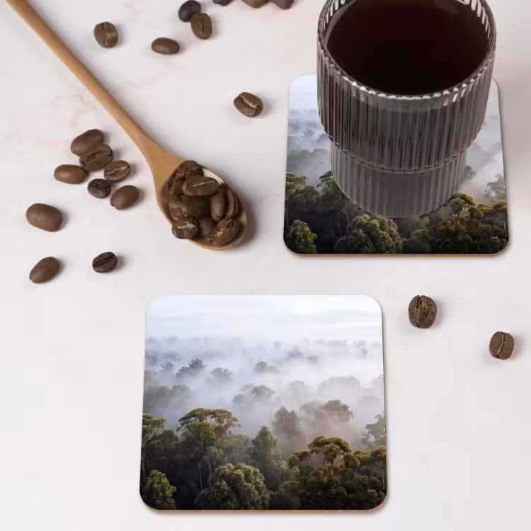 Onderzetter - Natuur - Mist - Bos - Ochtend - Goud — 4