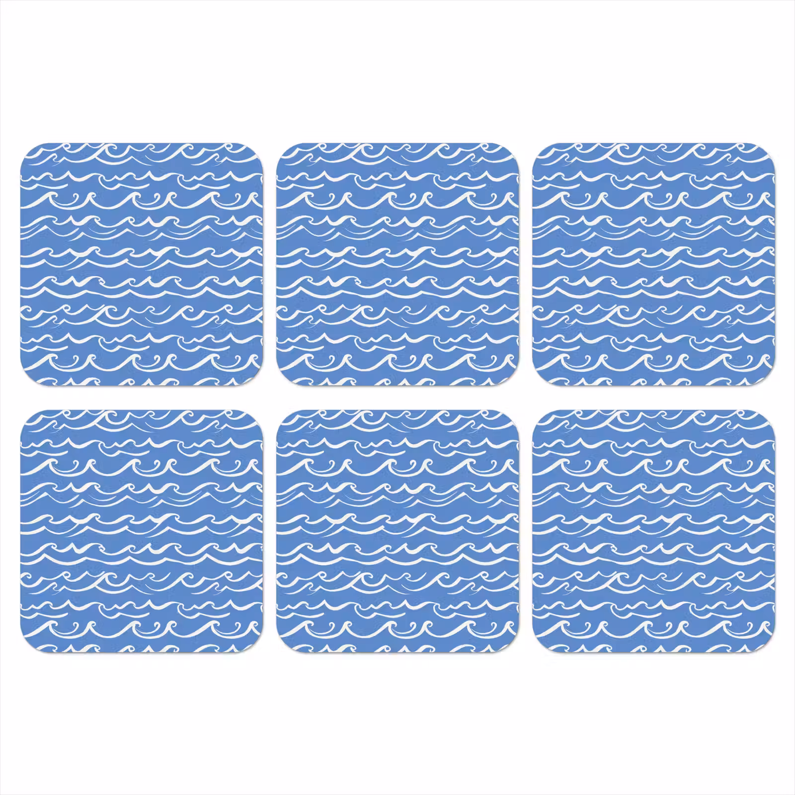 Onderzetter - Blauw - Wit - Simpel - Getekend - Golven — 1