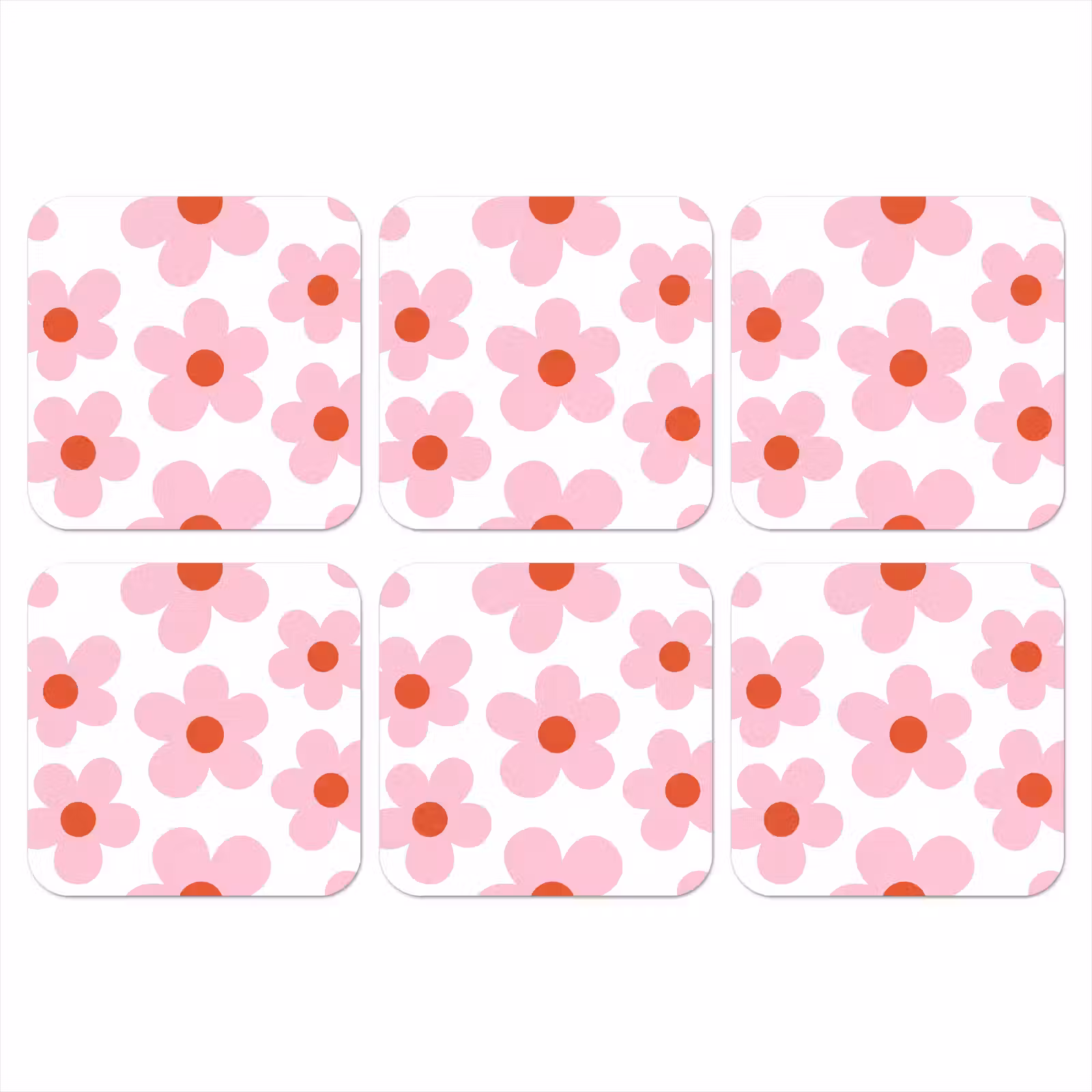 Onderzetter - Bloemen - Patroon - Modern - Roze - Wit — 1