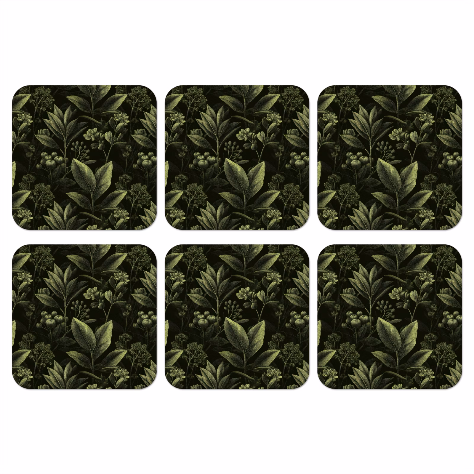 Onderzetter - Klassiek - Donker - Botanisch - Planten — 1