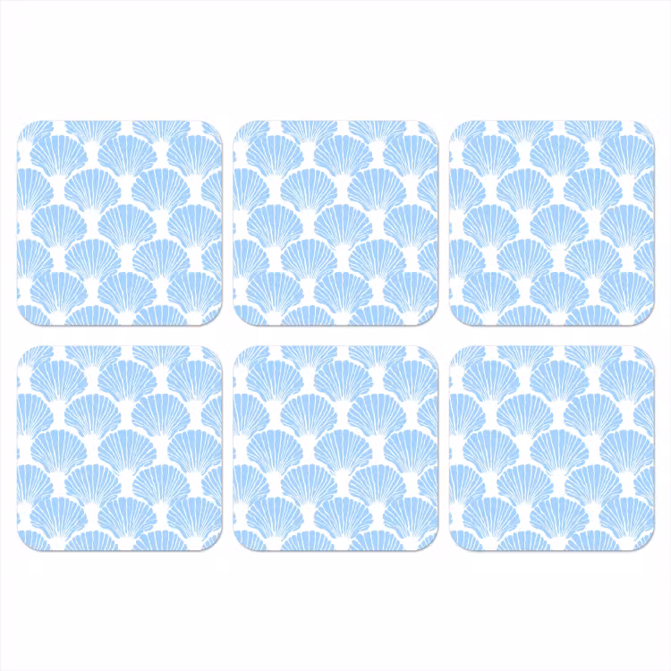 Onderzetter - Blauw - Wit - Schelpen - Grafisch - Structuur — 1