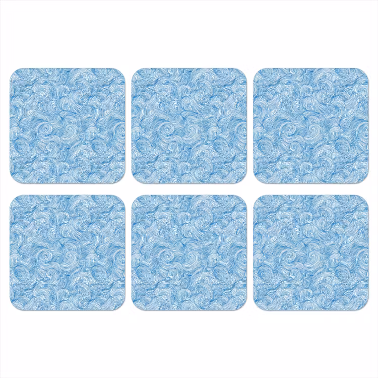 Onderzetter - Blauw - Wit - Spiraal - Golven - Lijnen — 1
