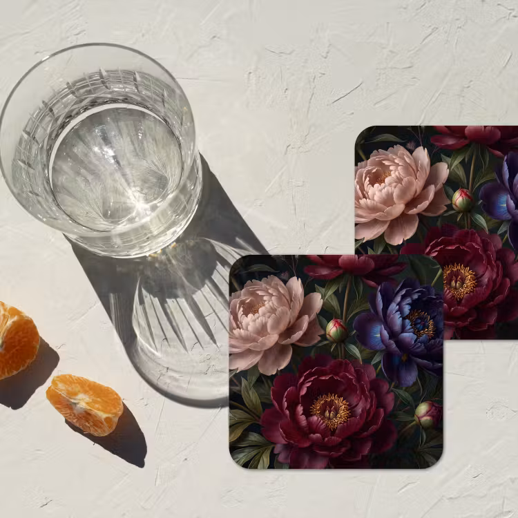 Onderzetter​ - Bloemen - Boeket - Natuur - Modern - Donker — 3