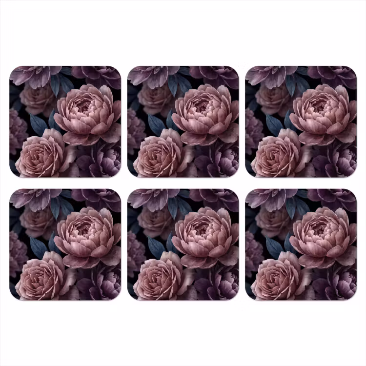 Onderzetter - Bloemen - Patroon - Donker - Botanisch - Paars — 1