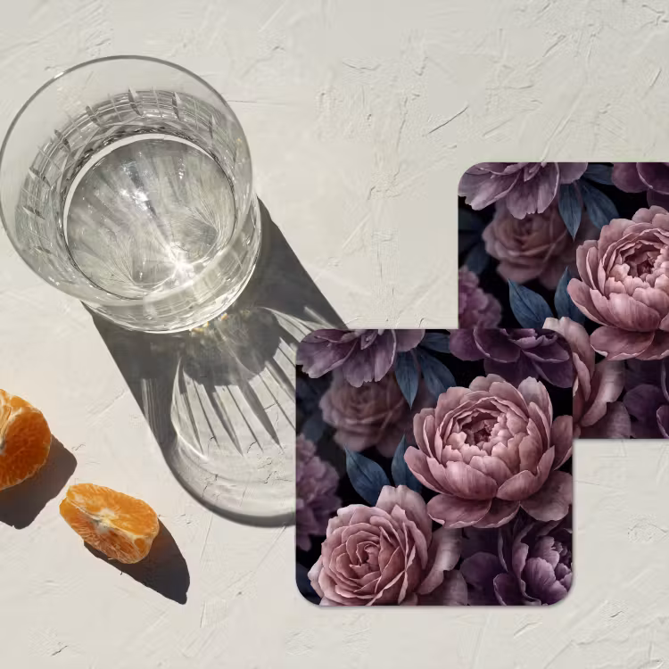 Onderzetter - Bloemen - Patroon - Donker - Botanisch - Paars — 3