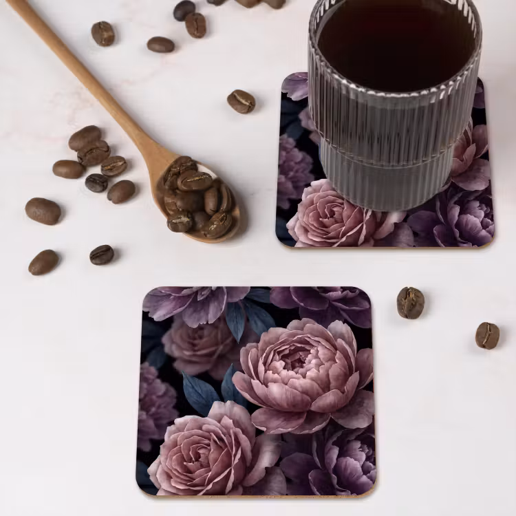 Onderzetter - Bloemen - Patroon - Donker - Botanisch - Paars — 4