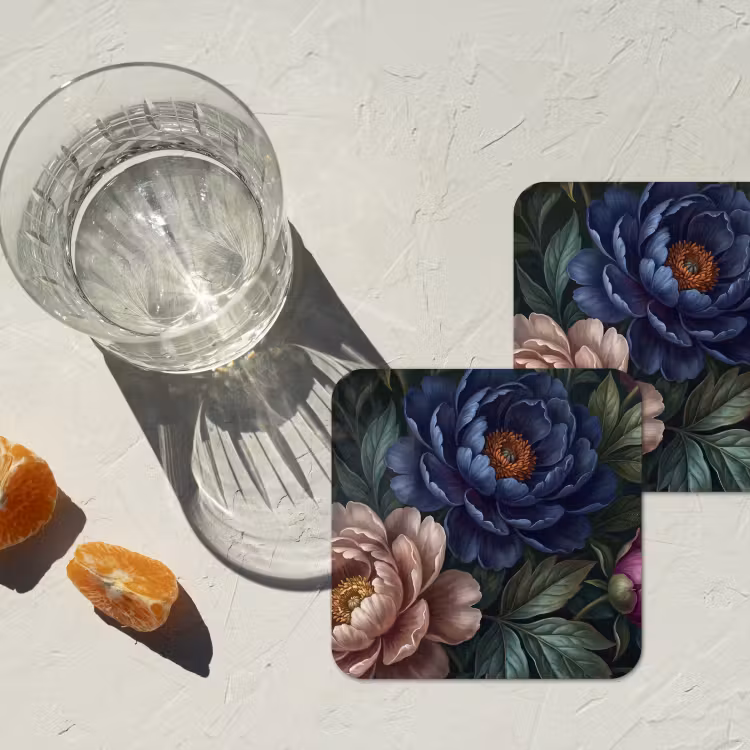 Onderzetter - Bloemen - Vlinder - Natuur - Modern - Paars — 3
