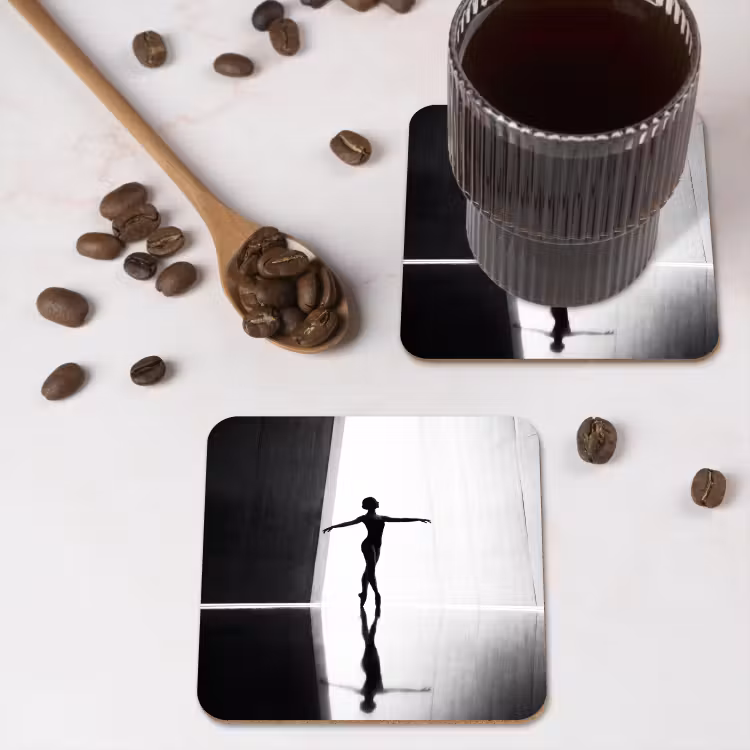 Onderzetter​ - Danser - Silhouette - Kunst - Modern - Zwart-wit — 4