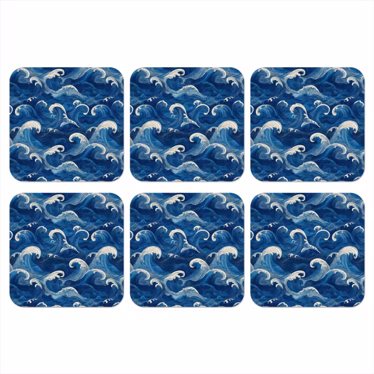 Onderzetter - Japans - Oceaan - Golven - Blauw — 1