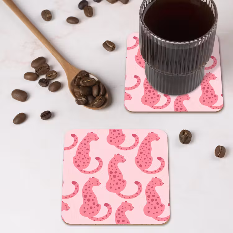 Onderzetter - Kat - Gevlekt - Dieren - Patroon - Roze — 4