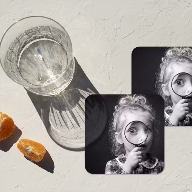 Onderzetter - Kind - Vergrootglas - Portret - Zwart-wit — 3