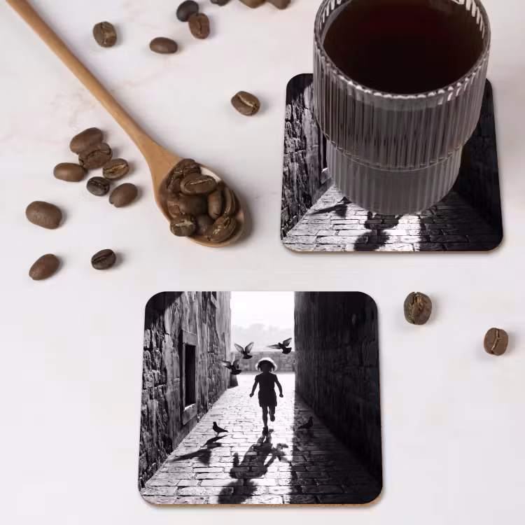 Onderzetter - Kind - Vogel - Straat - Zwart-wit - Spelen — 4