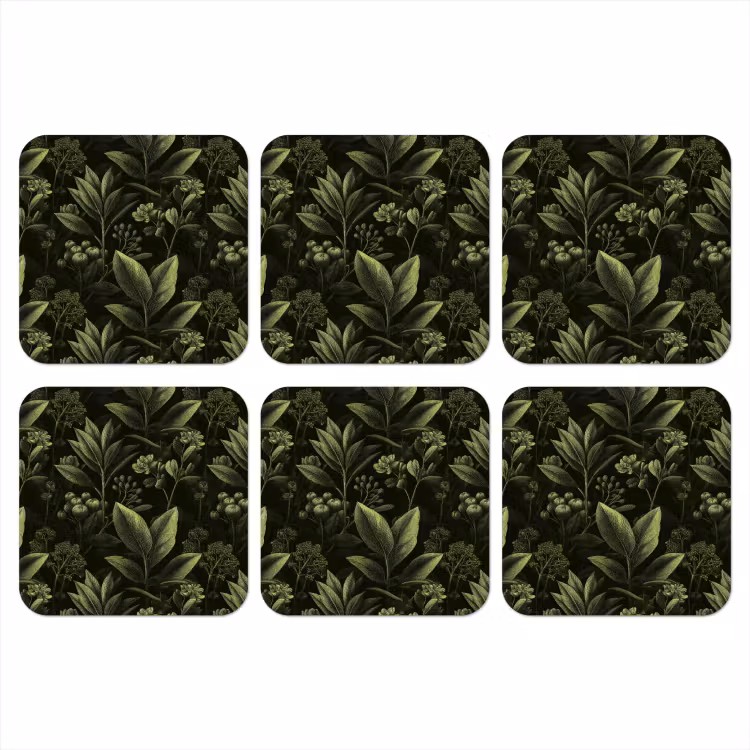 Onderzetter - Klassiek - Donker - Botanisch - Planten — 1