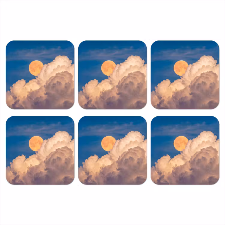 Onderzetter - Maan - Wolken - Natuur - Oranje — 1