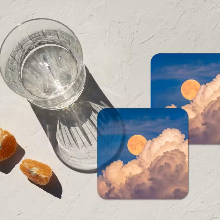 Onderzetter - Maan - Wolken - Natuur - Oranje — 3