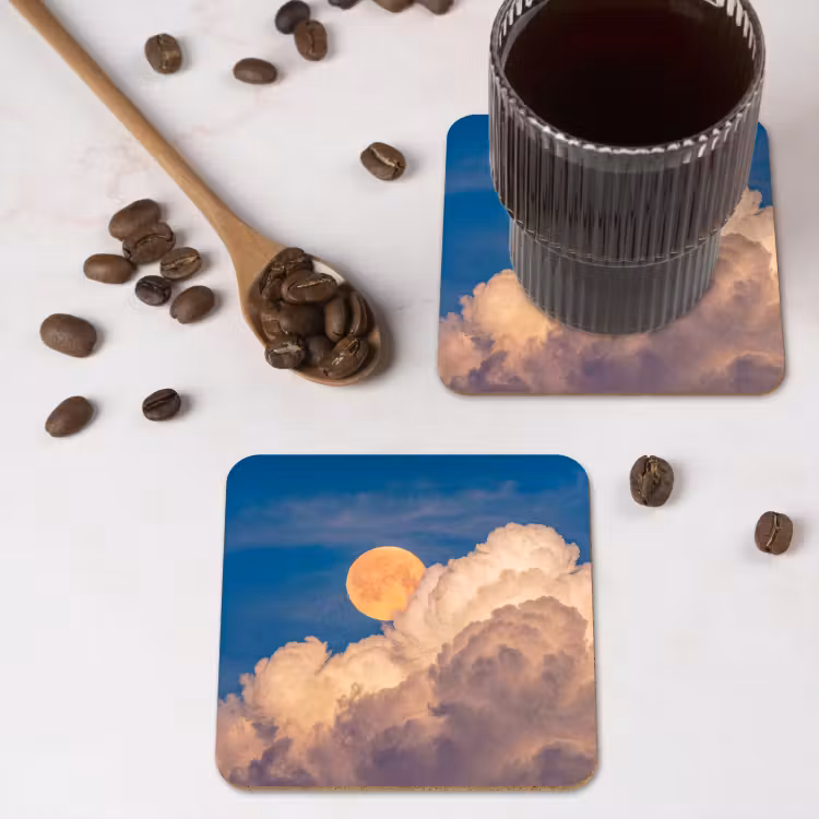 Onderzetter - Maan - Wolken - Natuur - Oranje — 4