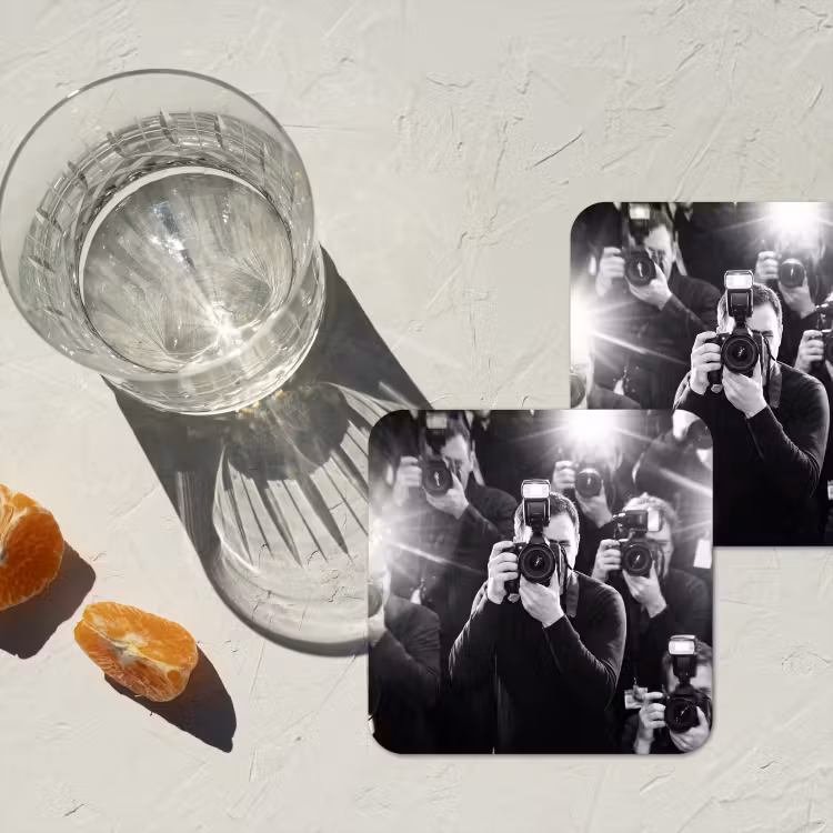 Onderzetter - Mensen - Camera - Flitslicht - Zwart-wit - Media — 3