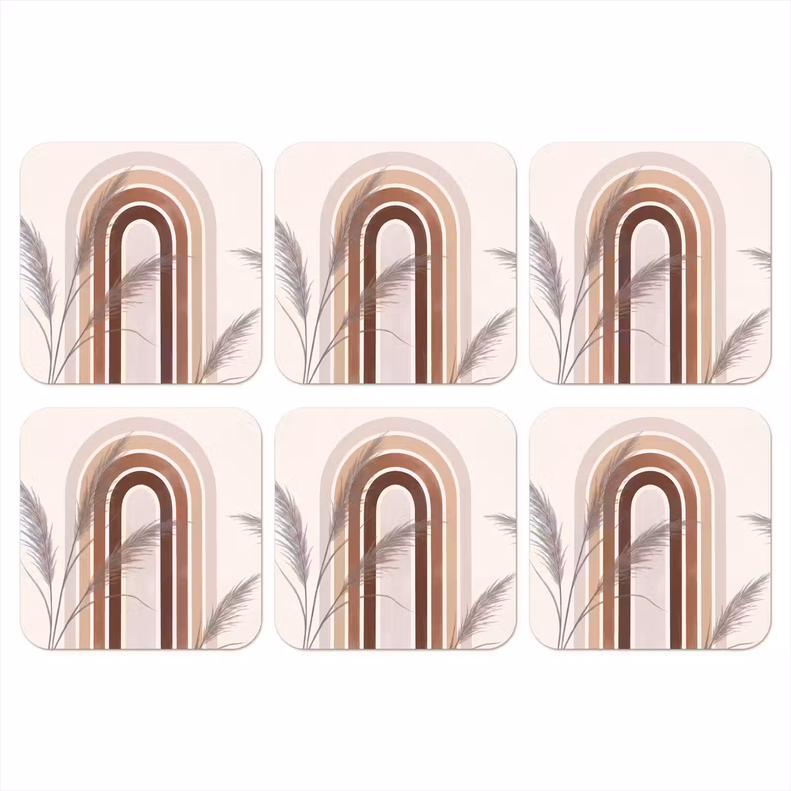 Onderzetter - Abstract - Bogen - Plant - Boho - Beige — 1