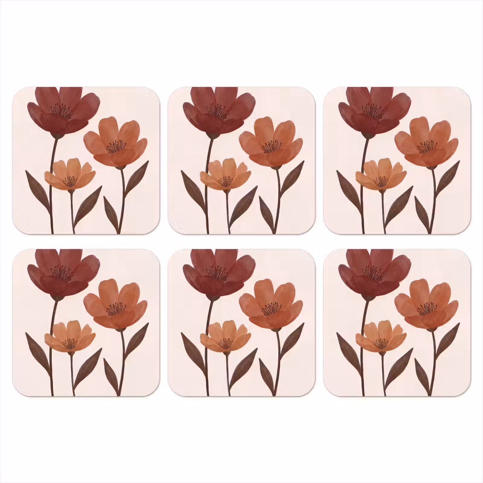 Onderzetter - Bloemen - Abstract - Modern - Bruin - Decoratief — 1