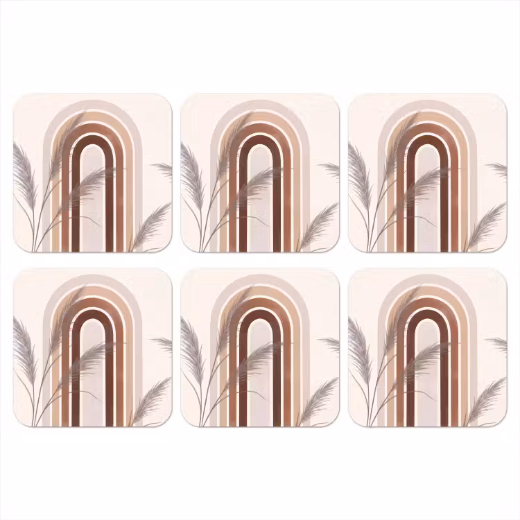 Onderzetter - Abstract - Bogen - Plant - Boho - Beige — 1