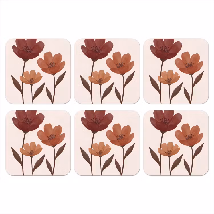 Onderzetter - Bloemen - Abstract - Modern - Bruin - Decoratief — 1