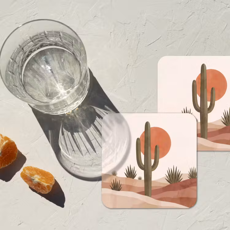 Onderzetter - Cactus - Duinen - Modern - Landschap - Groen — 3