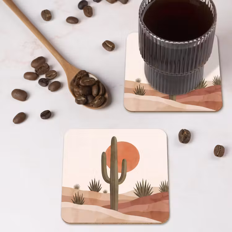 Onderzetter - Cactus - Duinen - Modern - Landschap - Groen — 4