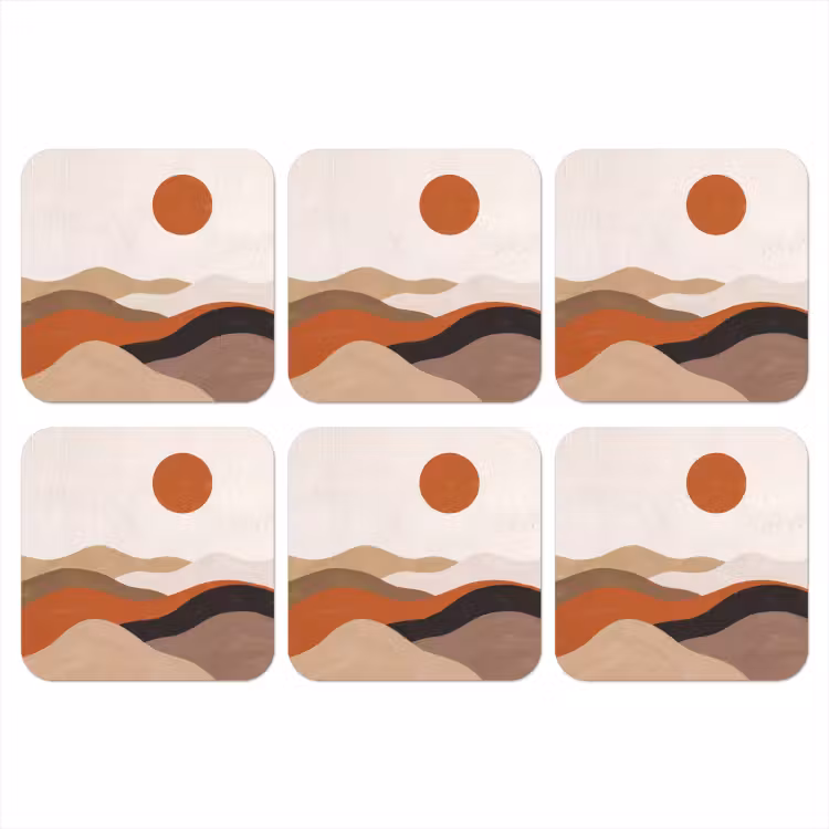 Onderzetter - Landschap - Heuvels - Zon - Abstract - Oranje — 1