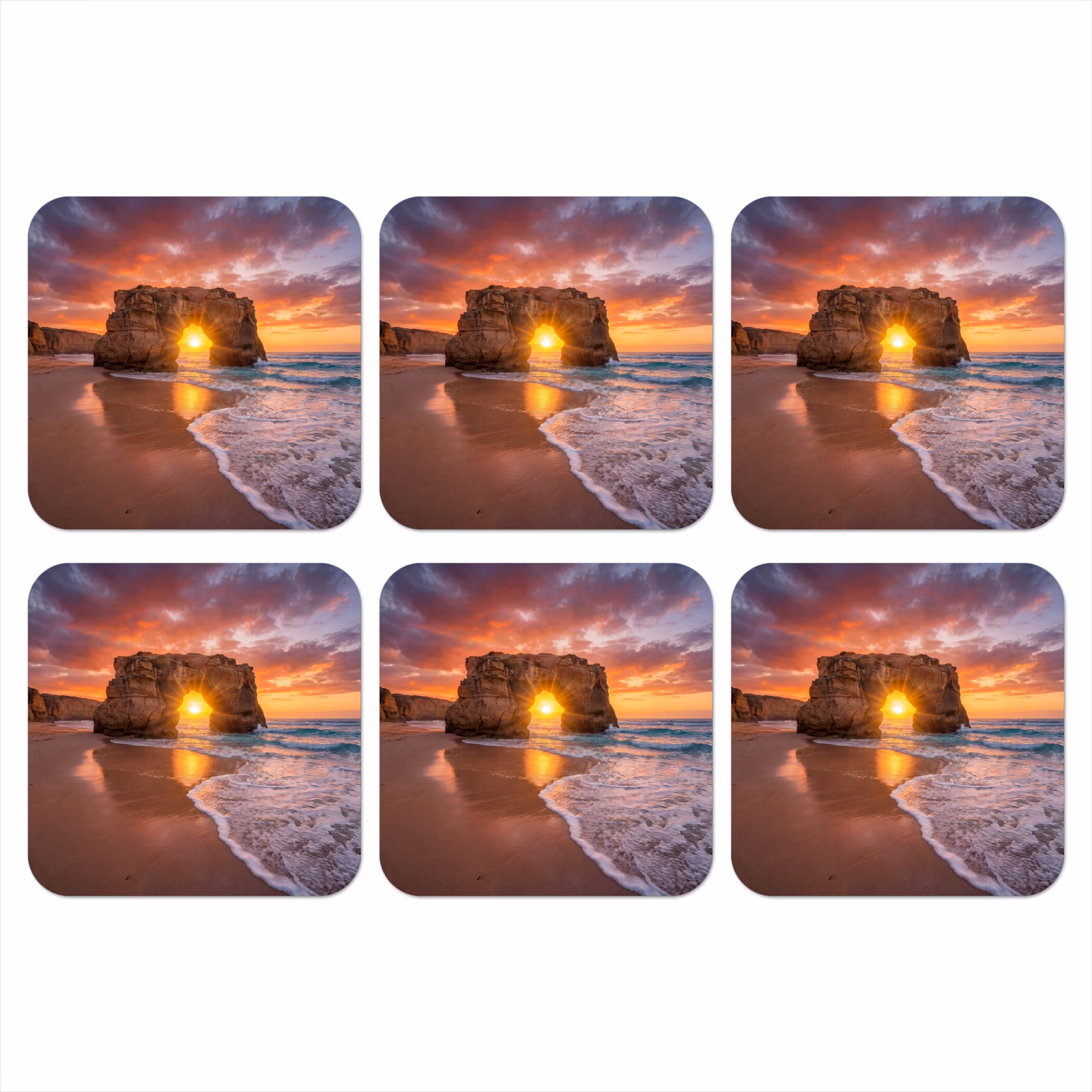 Onderzetter - Kust - Rots - Zonsondergang - Zee - Natuur — 1