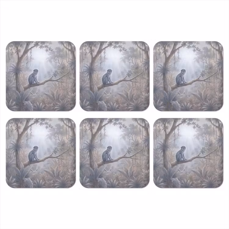 Onderzetter - Aap - Boom - Jungle - Natuur - Grijs — 1